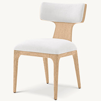 Chaise de salle à manger Rhoohill personnalisée de style américain, moderne et luxueuse, en tissu de lin blanc, pour l'intérieur, avec structure en bois
