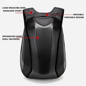 Sac à dos de moto imperméable pour hommes sacoches à fermeture éclair en fibre de carbone à coque dure pour pochettes de rangement à coque dure - Product Image 4