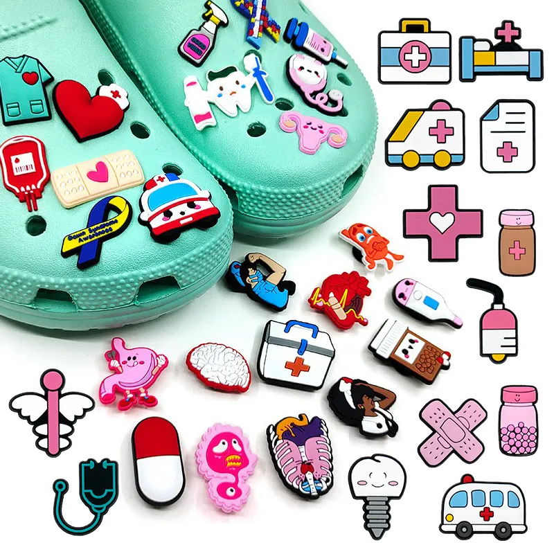 Weiches PVC medizinischer Stil Charms Doktor Krankenschwester Mode Karikatur Designer Großhandel Schuh Charms individuell