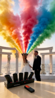 Déclencheur personnalisable pour fontaine froide pyrotechnique, en forme d'éventail, avec fumée colorée, pour mariage, célébration en extérieur, révélation du sexe