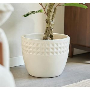 กระถางเซรามิก Mdj Pottery ขนาด 9 12 15 นิ้ว สีขาวเคลือบเงา ลายเพชร ชุด 3 ใบ สำหรับใช้ในสวน - Product Image 6