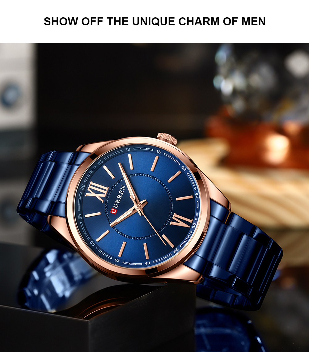 CURREN 8423 Simple Business Quartz Watches Gold Colour Classic Stainless Steel Wristwatches with Luminous Hands Male Clock