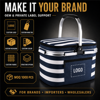 Panier de pique-nique isotherme pliable personnalisé OEM avec cadre en aluminium et doublure en aluminium pour le camping et les voyages en voiture, sac isotherme extérieur