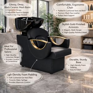 Black Gold Beauty Salon Furniture Set Hairdressing <b>Basin</b> Salon Hairdressing Equipment Styling Chair Shampoo Bowl - Product Image 6