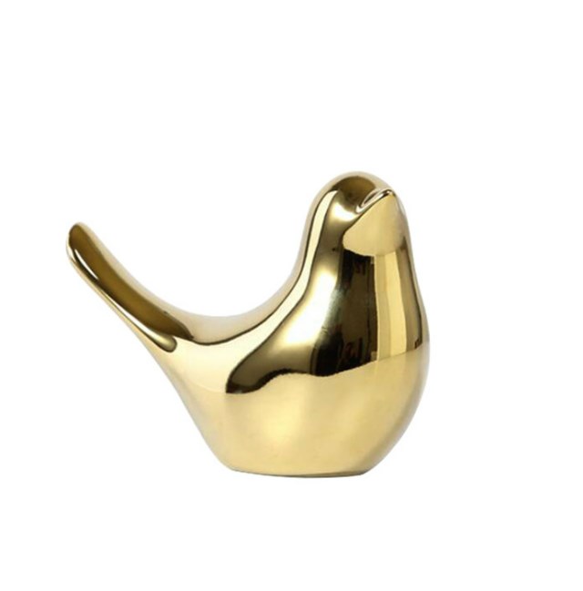 Винтажная Золотая милая фигурка животного, Красивые Украшения ручной работы, керамическое покрытие, птица, Декор для дома, офиса, гостиной, стола