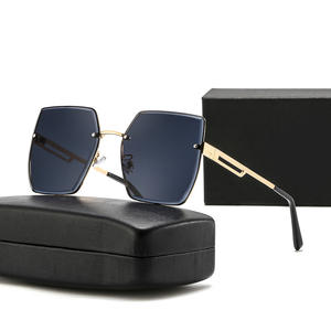 แว่นกันแดดไร้กรอบอินเทรนด์สำหรับผู้หญิงกรอบโลหะเลนส์ไล่ระดับสีชมพูป้องกันรังสียูวี 400 สไตล์เกาหลีแฟชั่นกันแดด - Product Image 2