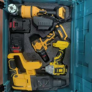 Bộ dụng cụ điện cầm tay 6 món bán buôn, gồm máy vặn bu lông tác động, máy mài góc, máy khoan búa không chổi than, hai hộp đựng cứng - Product Image 5