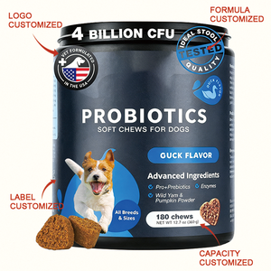 Probióticos Pre-Dosificados de Fábrica OEM para Optimizar la Calidad de la Heces, Masticables Blandos para Perros con Sabor a Pato, 180 Unidades, Mezcla de Enzimas Digestivas - Product Image 2