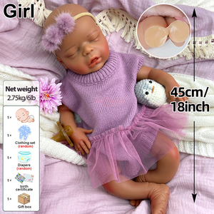 Bambola Reborn Interattiva Genitore-Figlio con Corpo Morbido ed Espressioni Realistiche per l'Educazione Precoce dei Bambini, Bambina Anatomicamente Corretta da 18 Pollici - Product Image 4