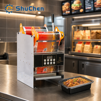 Machine de scellage électrique manuelle Shuchen pour boîtes à emporter en aluminium, emballage de barquettes à salade et de plateaux traiteur