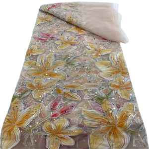 Ni. Ai màu tím hoa đính cườm thiết kế với sequins thêu đính cườm Sequins ren cưới ngọc trai ren Wedding party Dress - Product Image 3