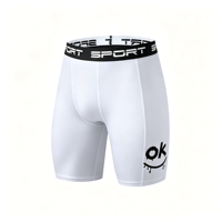 Short de bain pour homme à séchage rapide, coupe ajustée, haute élasticité, avec imprimé graffiti souriant, pour la natation et le sport