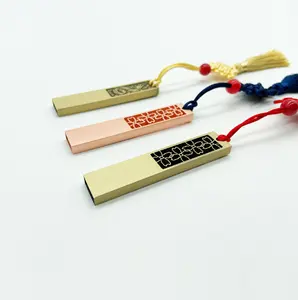 Design semplice in metallo chiavetta USB in ottone stile cinese retrò con motivo a fiore finestra