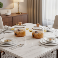 Marmite en verre transparente résistante aux hautes températures, épaisse, à double anse, pour la maison, avec couvercle, pour soupe, ragoût, nouilles instantanées