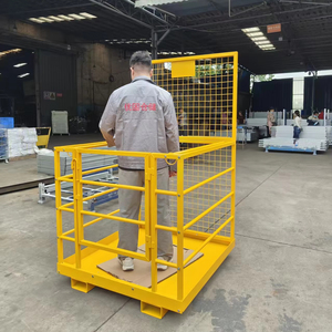 Cage de sécurité pliable robuste pour chariot élévateur, plateforme de travail en acier, panier de travail pour entrepôt et maintenance en hauteur - Product Image 2