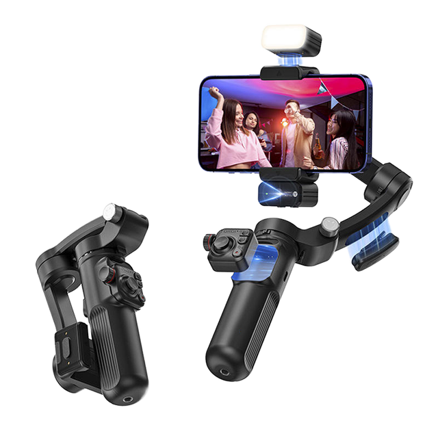 M03 Handheld Stabilizer Gimbal-3- Anti-Shake AI Face Tracking Lavalier Microphone Wireless Remote Control Video Cameras