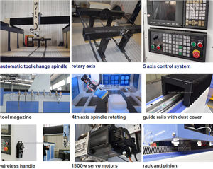 Fresadora CNC <span class=keywords><strong>de</strong></span> 5 Ejes MVIP, Router Rotatorio Multiusos para Madera, Motor Servo <span class=keywords><strong>de</strong></span> 9.5KW, Caja <span class=keywords><strong>de</strong></span> Cambios Siemens/Syntec, Herramienta Automática Individual - Product Image 5