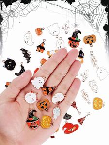 Модные милые позолоченные украшения для Хэллоуина, эмалированная тыква, шляпа с черепом, шармы ведьмы для изготовления браслетов - Product Image 6