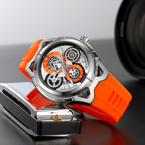 Men's round chronograph watch Luxury silicone watch strap 30M waterproof quartz watch Wholesale watches - Product Image 1