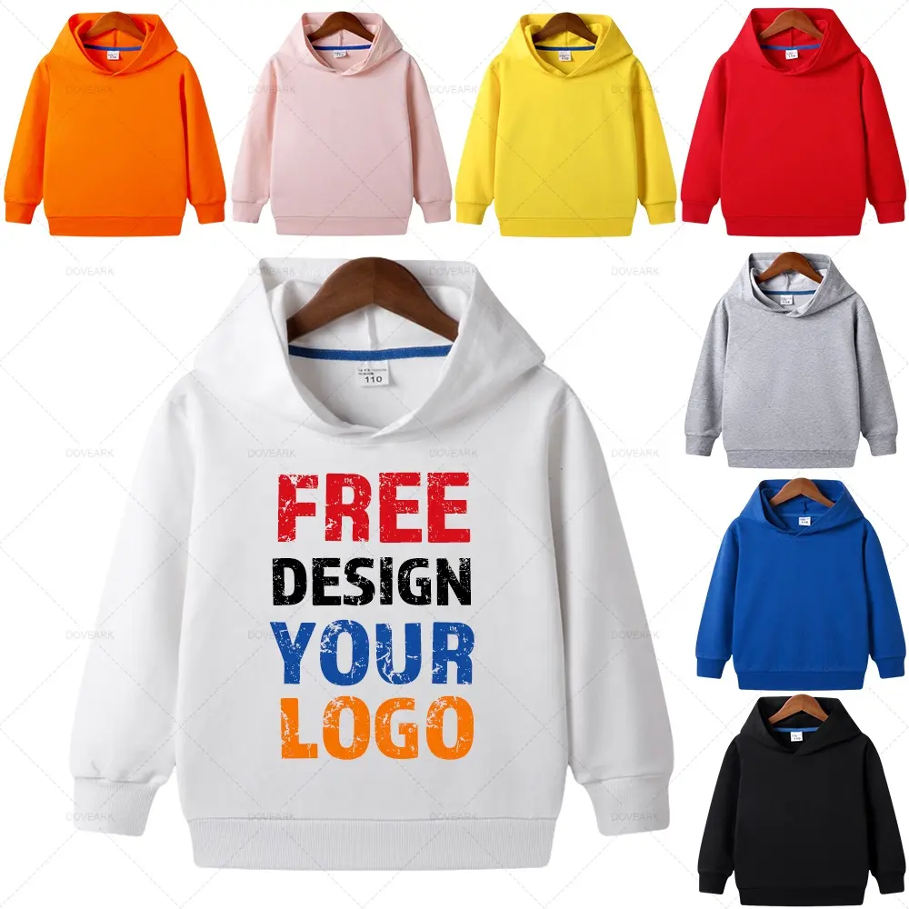 Custom Free Design Logo Little Baby Boy Girl Hoodies Children Tracksuits Clothing Kids Jacket Sweatshirt Hoodie With Fleece