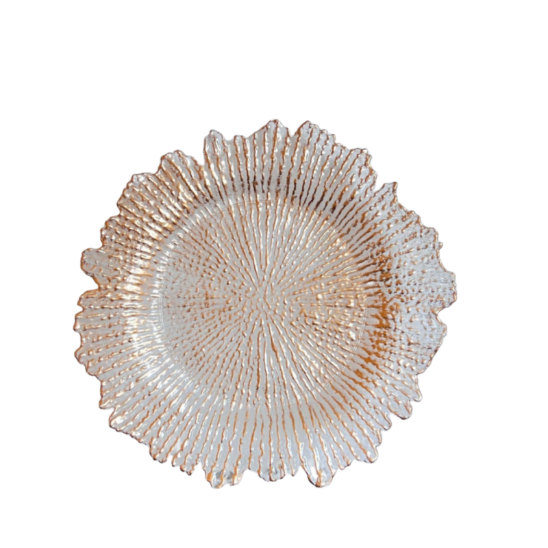assiette transparente avec ligne brune