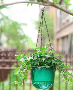 Lot de 2 pots suspendus auto-arrosants en plastique PP de 6,5 pouces pour plantes d'intérieur/extérieur avec trous de drainage et niveau d'eau visible pour la maison - Product Image 2