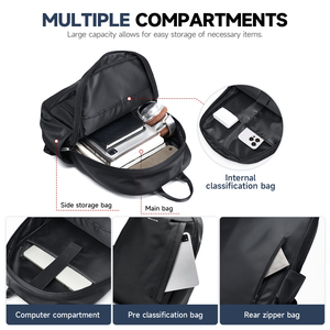Mochila Mate <span class=keywords><strong>Elan</strong></span> negra para hombre, bolsas antirrobo Oxford, mochila impermeable para ordenador portátil de 16 pulgadas para hombre, mochila escolar de viaje de negocios - Product Image 4