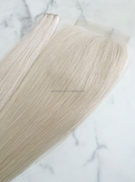 Expédition immédiate : Fermetures en dentelle de cheveux humains blond platine de haute qualité, intégration en maille 3x5 5x5, base en soie blanc glace
