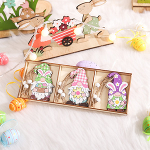 Nuovo Set di 9 Ciondoli in Legno a Forma di Coniglietto per Decorazioni Pasquali Primaverili Artigianali Forniture Festive all'Ingrosso - Product Image 6