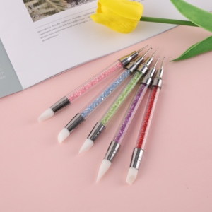 <span class=keywords><strong>Faria</strong></span> Factory Ventes d'usine Brosse à ongles en silicone à double tête Outils de pointage en strass Brosse à ongles en gros Stylo en silicone - Product Image 2