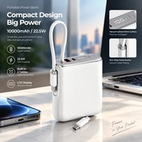 Power Bank Portabel Ringkas 10000mAh 22.5W PD Pengisian Cepat Layar LCD Digital Lensa Perak Lapis Vakum Gesper Paduan Seng OEM