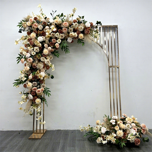 Chemin de table en herbe de la pampa lisse, brun clair, rose, brun foncé, arrangement floral d'angle pour la décoration de fond de mariage - Product Image 1