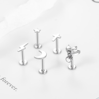 Bijoux de Piercing Corporel Prêts à Expédier en Titane à Filetage Interne, Clous Lèvre Labret Lune Étoile Croix pour Cartilage d'Oreille, Hélix, Tragus