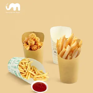 Custom Logo Fast Food Disposable French Fries Kraft Paper Cups For Snack