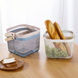 Cestas de almacenamiento de malla metálica Multiusos-Mango de bambú, ideal para alimentos de cocina, picnics y regalos - Product Image 4