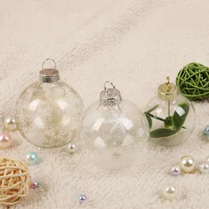 Ornamento de natal pendurado, bola de cartão de vidro branco pintado à mão de 50 mm