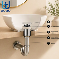 Siphon de lavabo universel G1 1/4 en acier inoxydable 304, avec bouchon réglable, corps rond, anti-odeur, installation facile