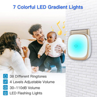 Sonnette sans fil Daytech, 5 niveaux de réglage, 38 sonneries, étanche IP44, portée de 260 m, bouton d'indication lumineuse clignotante pour visiteurs
