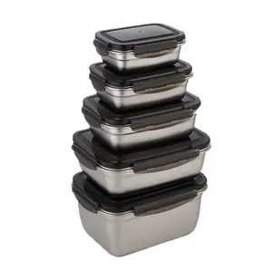 Recipiente de armazenamento de alimentos 550ml, retangular, coreano, caixa de batedor de comida de aço inoxidável com tampa