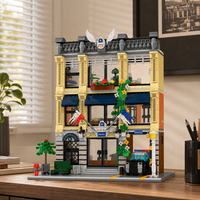 Collection de Blocs de Construction Miniatures Scène Urbaine : Station de Police Vintage, Magasins de Rue, Jouets pour Scènes de Ville