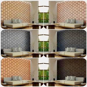 Bảng điều khiển trang trí cách âm thiết kế mới 18/21/9mm lục giác Acoustic gỗ <span class=keywords><strong>MDF</strong></span> tấm Tường đá đen cho căn hộ - Product Image 6