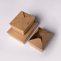 3 Formaten Wegwerp Afhaallocatie Doosjes Set Kraft Opvouwbare Lunch Bento Bakjes OEM Aangepaste Logo Groothandel Eco Biologisch Afbreekbare Doos