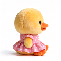 Peluche de canard jaune de haute qualité, canard en peluche avec une jolie robe à pois pour la vente en gros, canard en peluche mignon pour filles