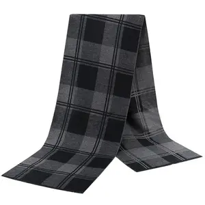 Polyester Viscose Woven Checked Scarves Manufacturers Logo Customized Design Scarf Luxury Brand For Men Winter