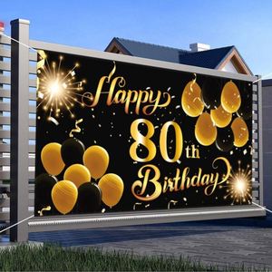 Bannière de fête d'anniversaire personnalisable en tissu polyester durable, décoration murale, toile « Joyeux Anniversaire » - Product Image 4