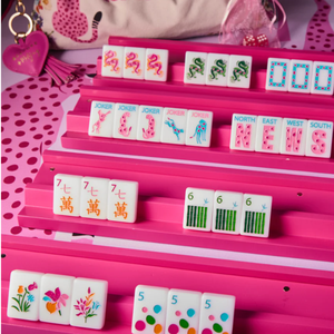 <b>White</b> <b>Acrylic</b> Modern American Mahjong Tiles 160 Pieces Engraved Folding Legs Portable Water Resistant 4 Player Casino US Plug - Product Image 3
