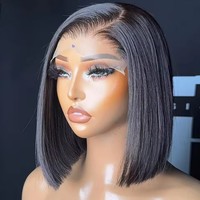 Wig Bob Pendek Tanpa Lem, Rambut Manusia Vietnam, Grade 15A Super Double Drawn, 4x4 Lace Closure, Bone Straight, Tanpa Lem