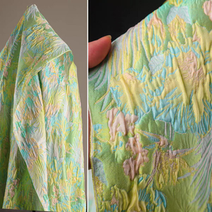 قماش جاكار بنقش زهري مصبوغ خيطي جديد من البوليستر الخالص موضة نسائية - Product Image 6