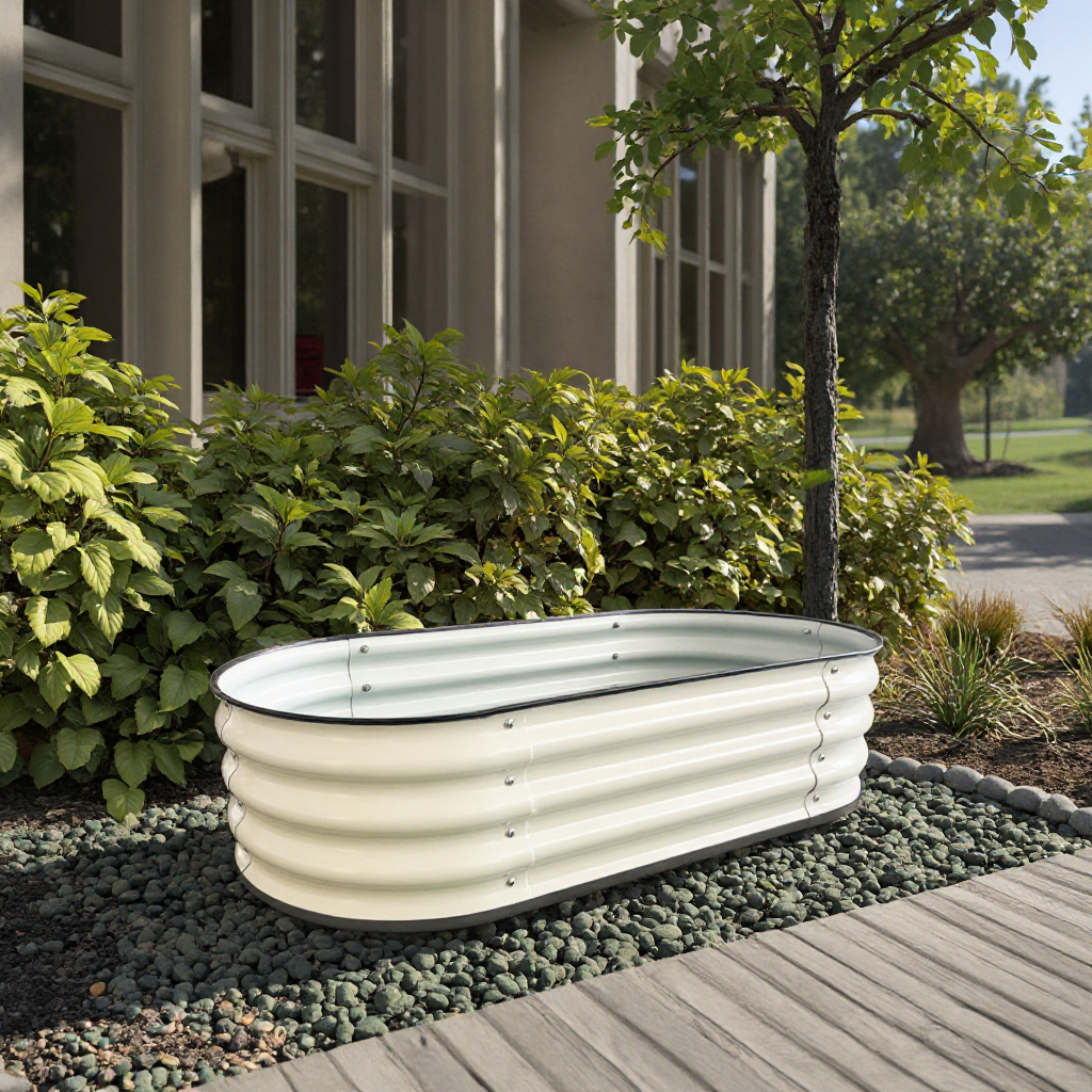 Wholesale Large Galvanized Stainless Steel Planter Kit OEM ODM Oval Raised Garden Bed Home Long Root Vegetables Decoration