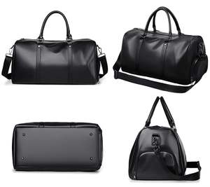 Sac de voyage de sport de luxe en cuir PU imperméable à grande capacité avec logo personnalisé, fermeture éclair, poche humide, sac de <span class=keywords><strong>week</strong></span>-<span class=keywords><strong>end</strong></span> pour hommes - Product Image 5